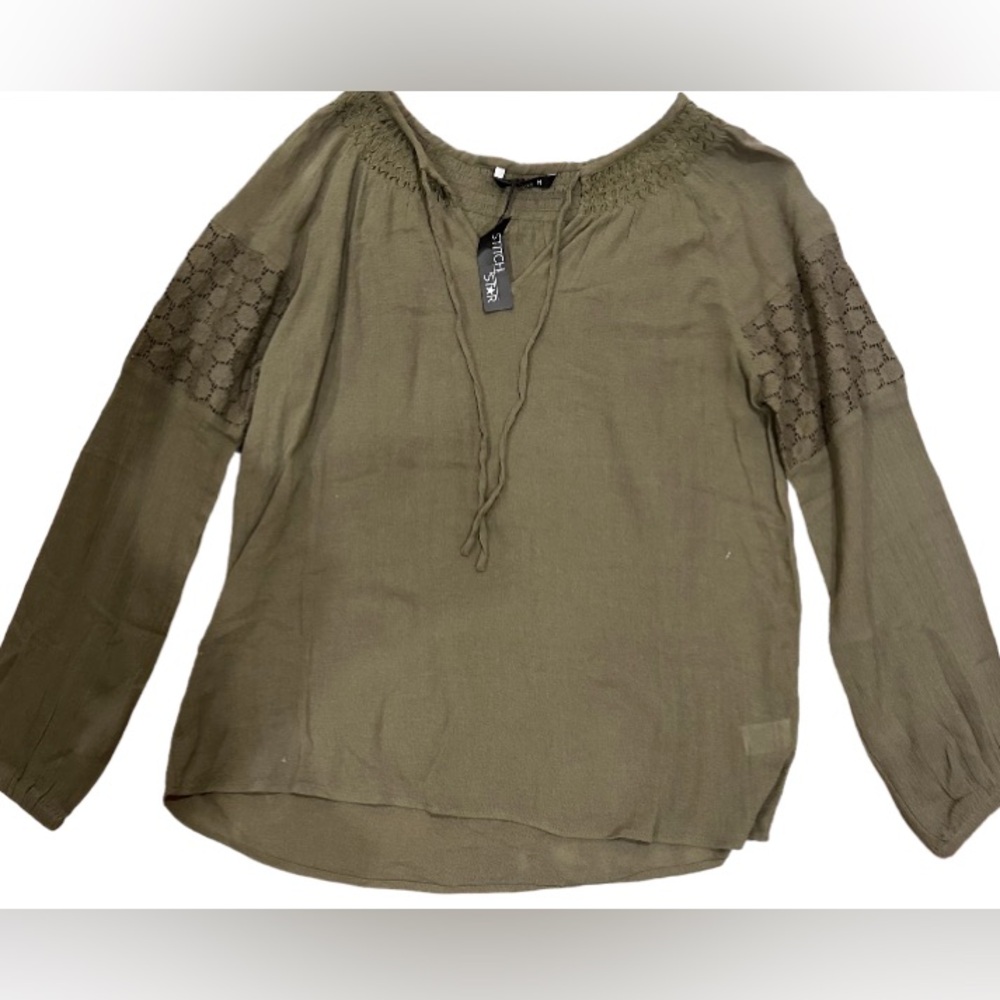 Shinestar Smocked Neck Gauze top